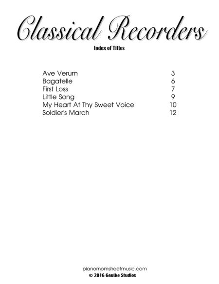 Classical Recorder Collection for Intermediate SAT Recorders