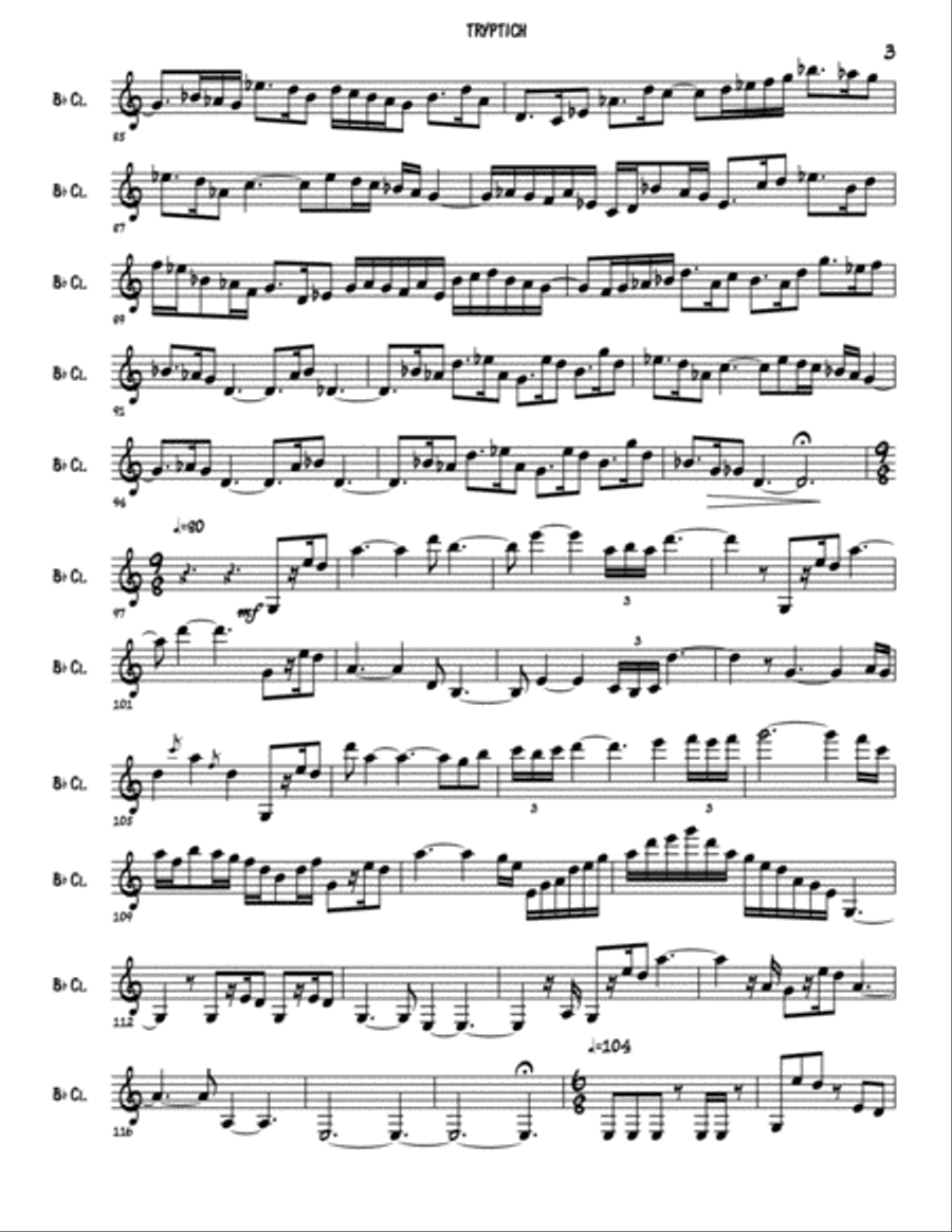 Tryptich for Solo Clarinet Clarinet Solo scores gallery preview page 3