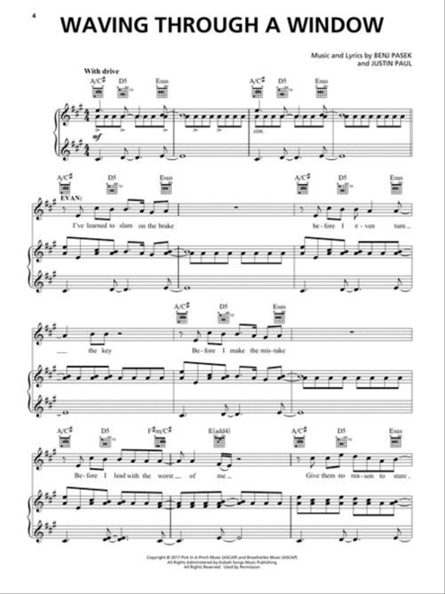 Dear Evan Hansen Piano, Vocal, Guitar scores gallery preview page 4