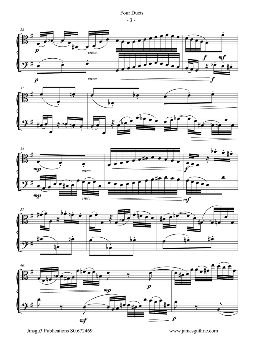 Bach: Four Duets for Viola & Cello String Duet scores gallery preview page 3