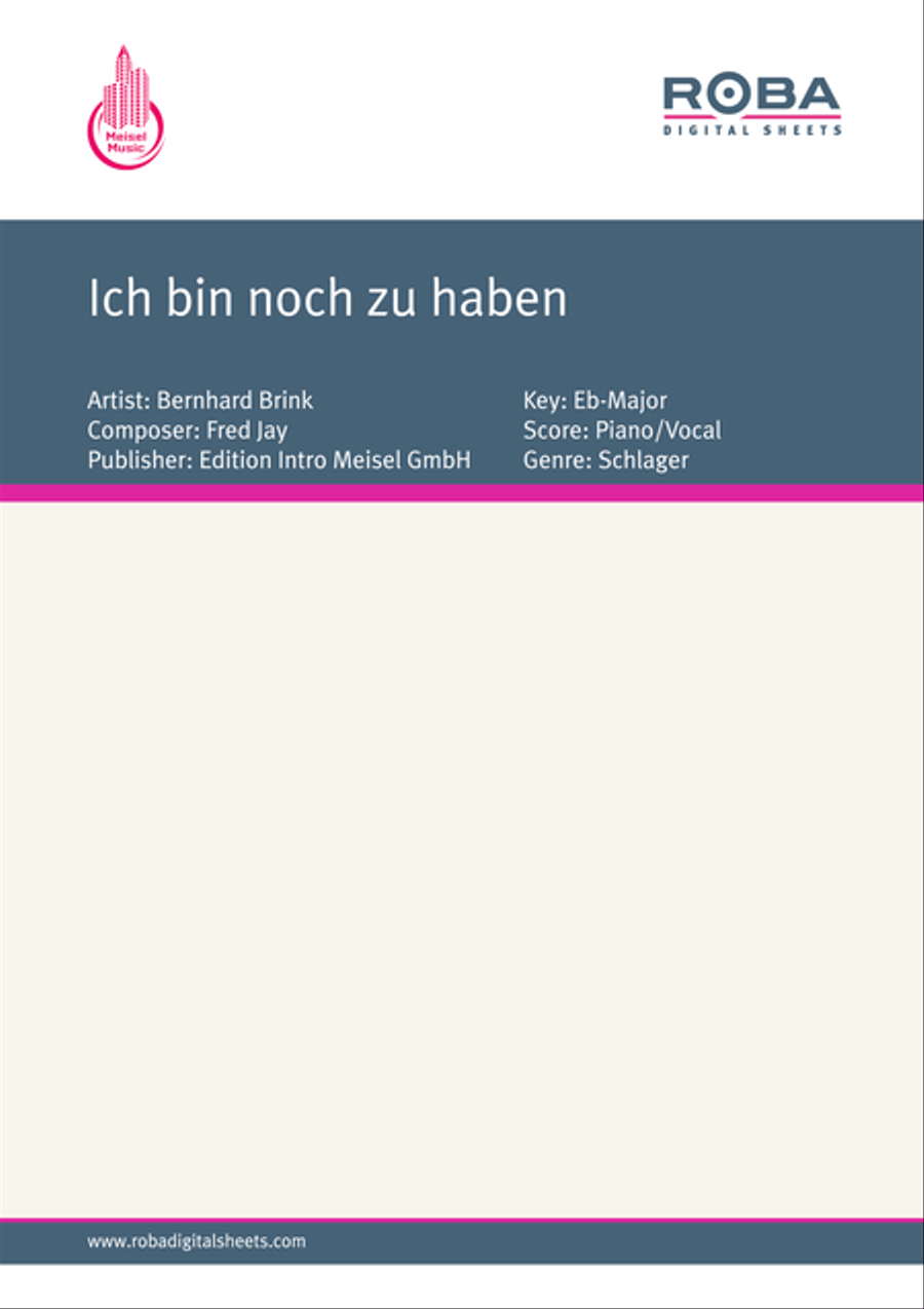 Ich bin noch zu haben Piano, Vocal scores gallery preview page 1