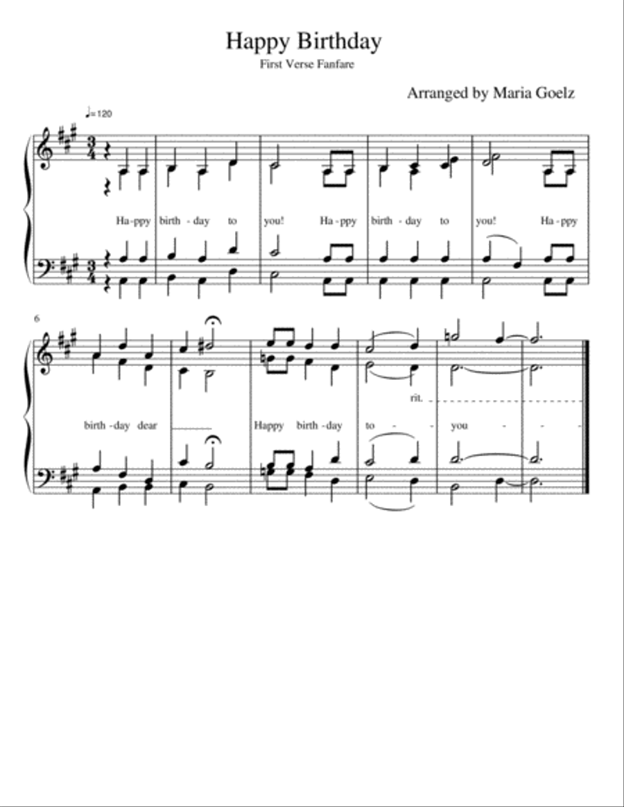 SATB Happy Birthday 4-Part scores gallery preview page 1