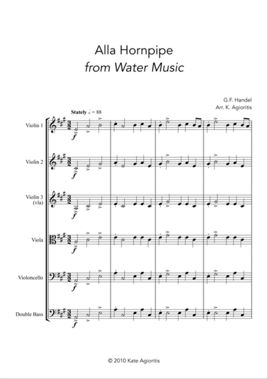Alla Hornpipe from Handel's Water Music - for String Orchestra String Orchestra scores gallery preview page 3
