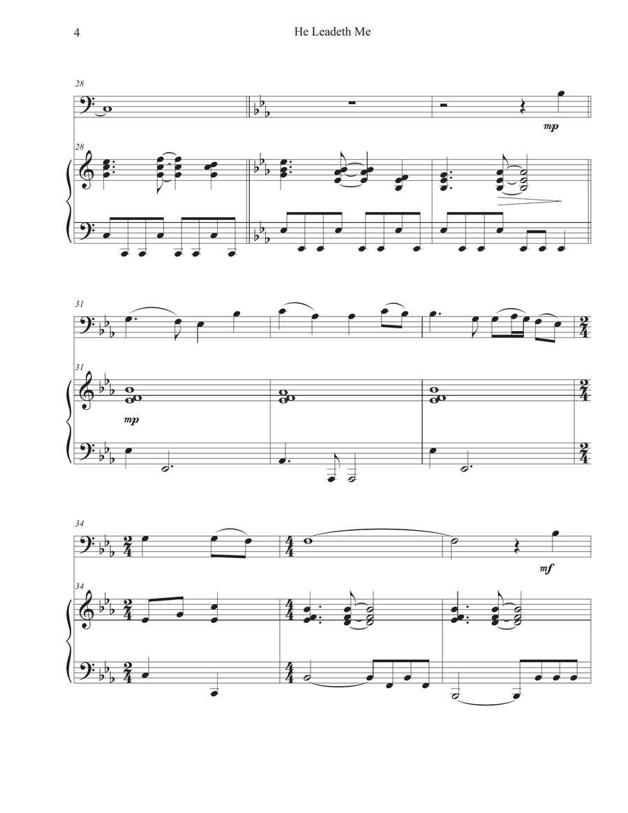 He Leadeth Me (Cello-Piano) Piano scores gallery preview page 4
