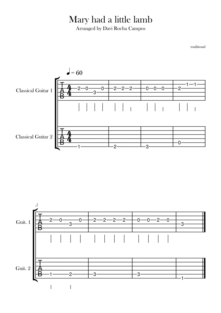 Mary had a little lamb Chamber Music scores gallery preview page 1