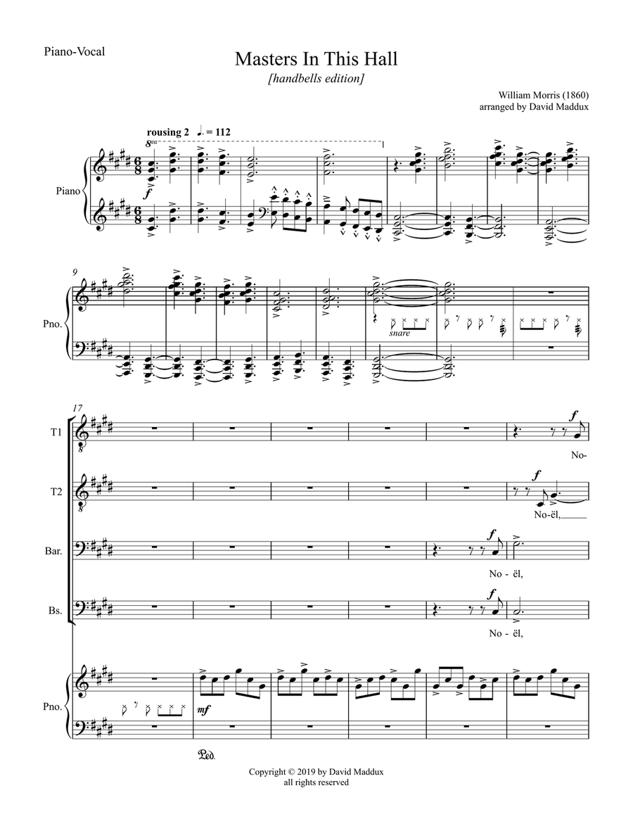 Masters In This Hall [+handbells edition] TTBB scores gallery preview page 1