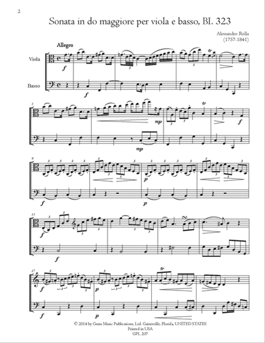 4 Sonatas for Viola e Basso (Cello accompaniment), BI. 323-325, 327 Cello scores gallery preview page 2