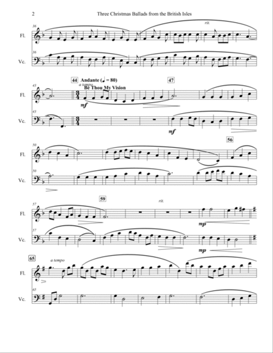 Three Christmas Ballads from the British Isles Flute scores gallery preview page 3