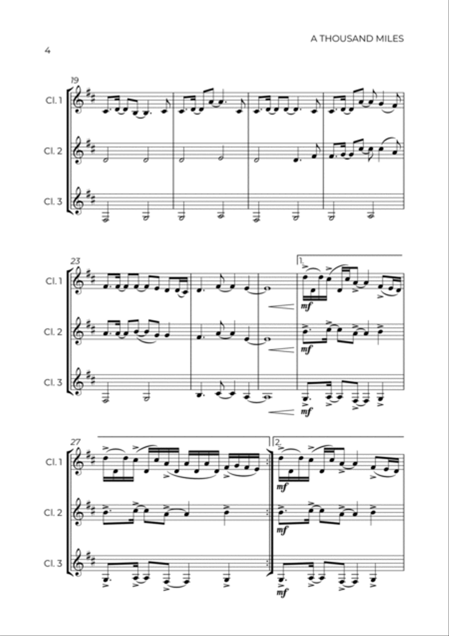 A Thousand Miles Woodwind Trio scores gallery preview page 4
