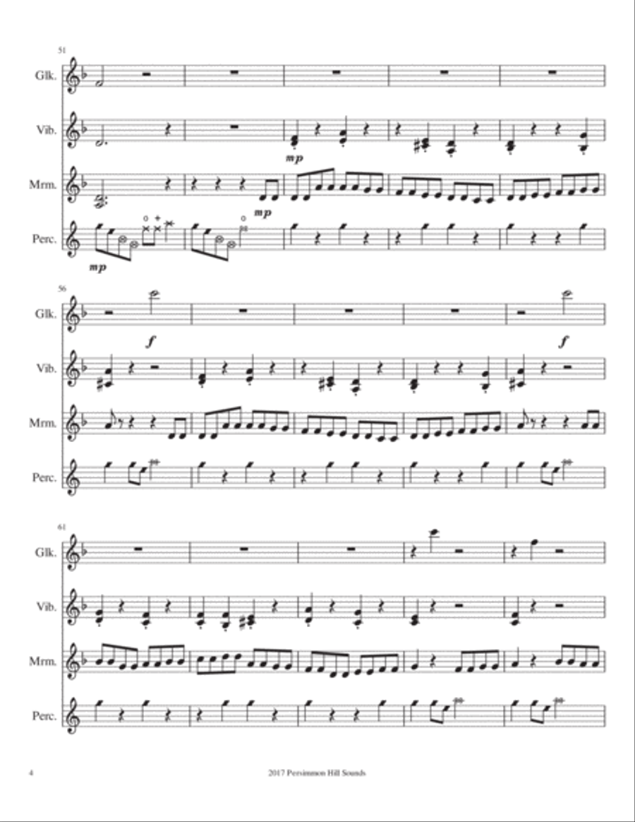 Quad Christmas Quarts - Four Christmas Percussion Quartets Percussion Ensemble scores gallery preview page 5