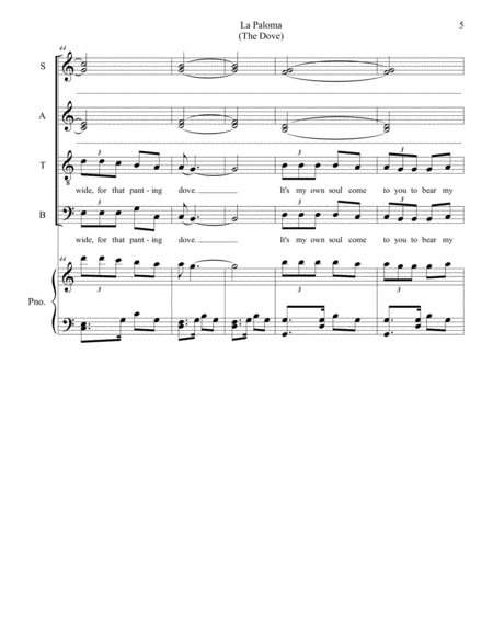 La Paloma (The Dove) (for SATB) image number null
