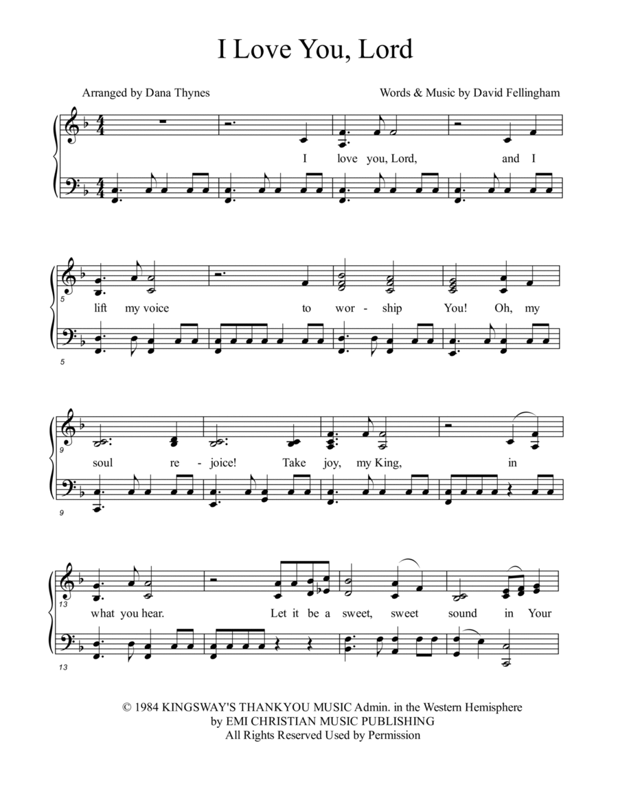 I Love You Lord Piano, Vocal, Guitar scores gallery preview page 1