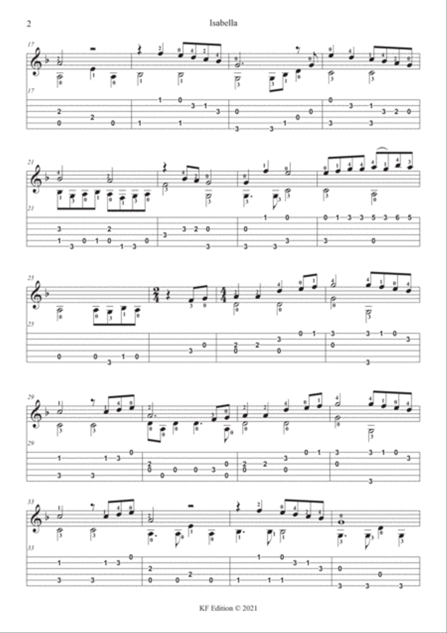 Isabella Guitar Tablature scores gallery preview page 3