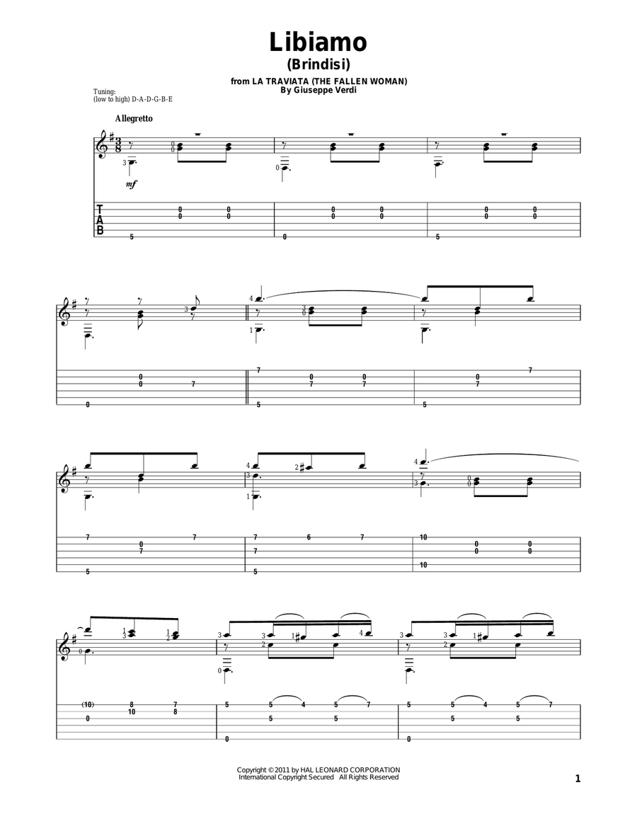 Libiamo (Brindisi) Acoustic Guitar scores gallery preview page 1