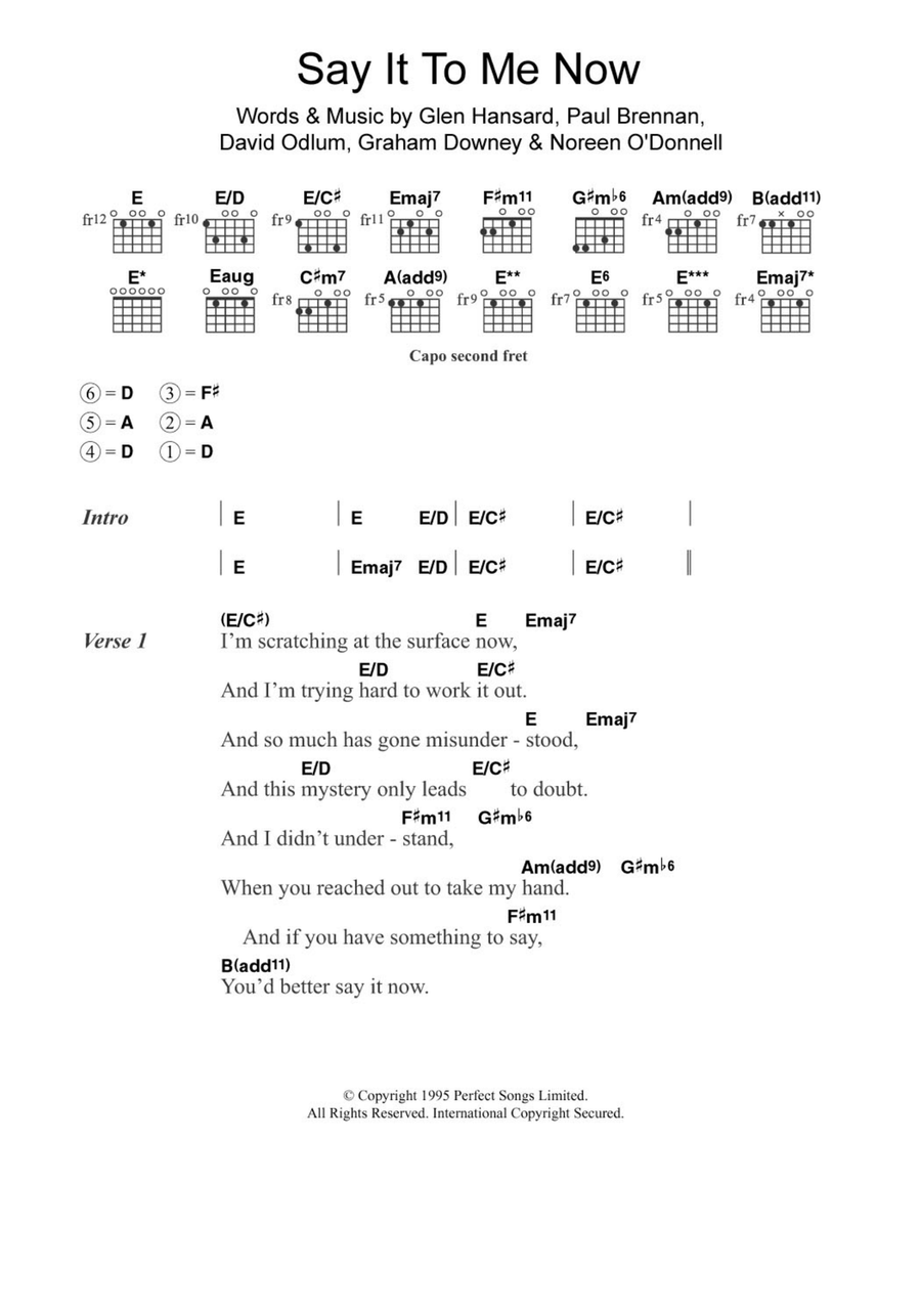 Say It To Me Now (from Once) Acoustic Guitar scores gallery preview page 1