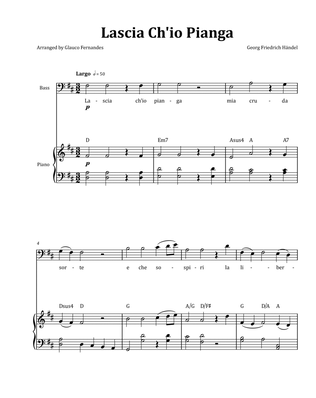 Lascia Ch'io Pianga by Händel - Tenor & Piano in D Major