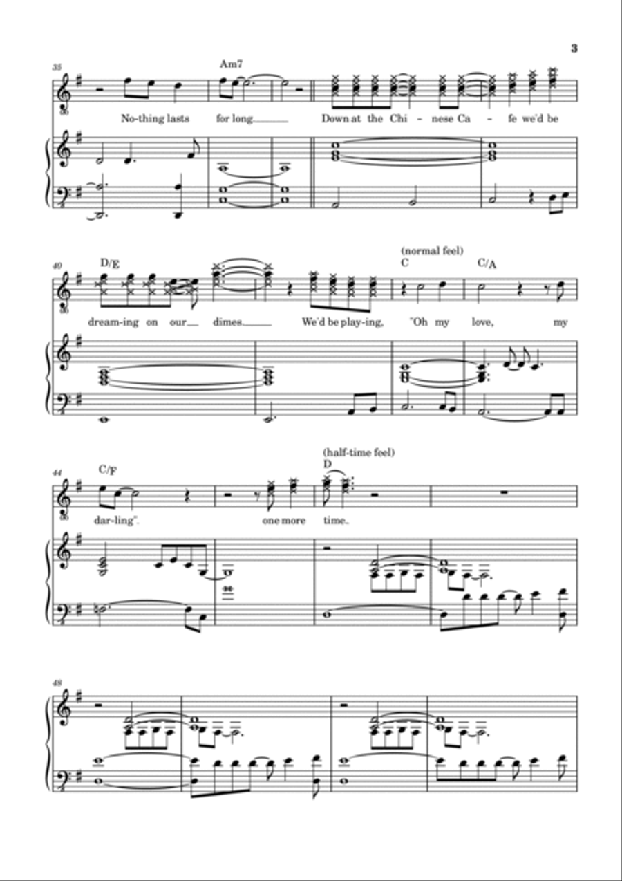 Chinese Cafe Unchained Melody Piano, Vocal, Guitar scores gallery preview page 4