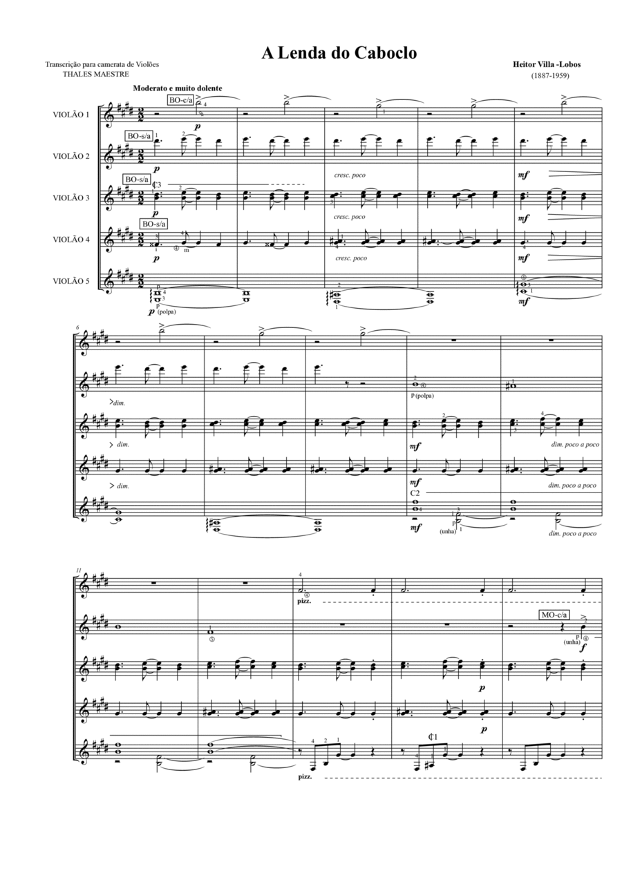 A lenda do Caboclo Guitar Ensemble scores gallery preview page 1