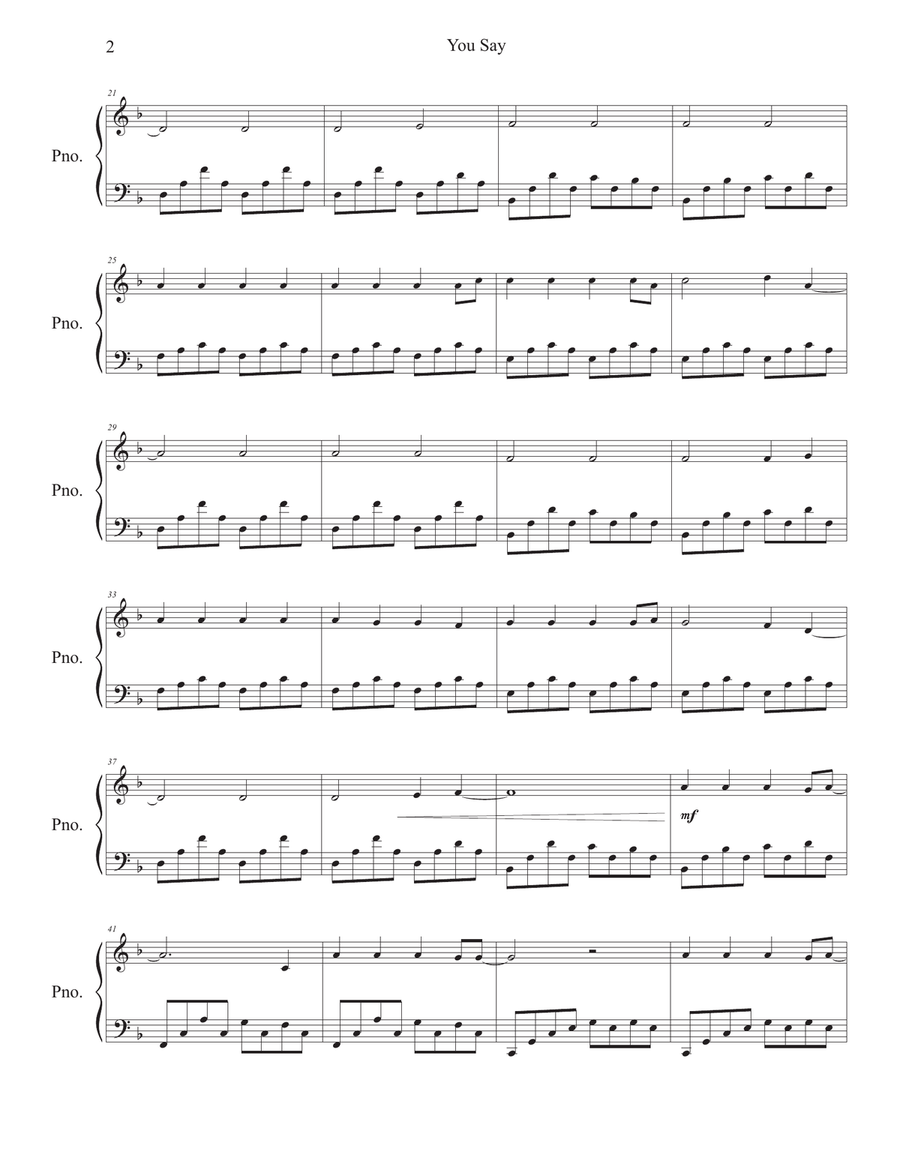 You Say Piano Solo scores gallery preview page 3