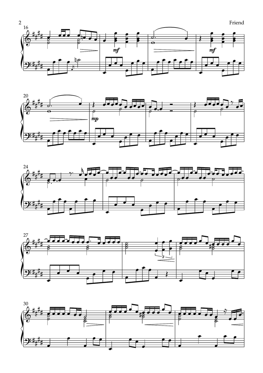 Friend Piano Solo scores gallery preview page 2