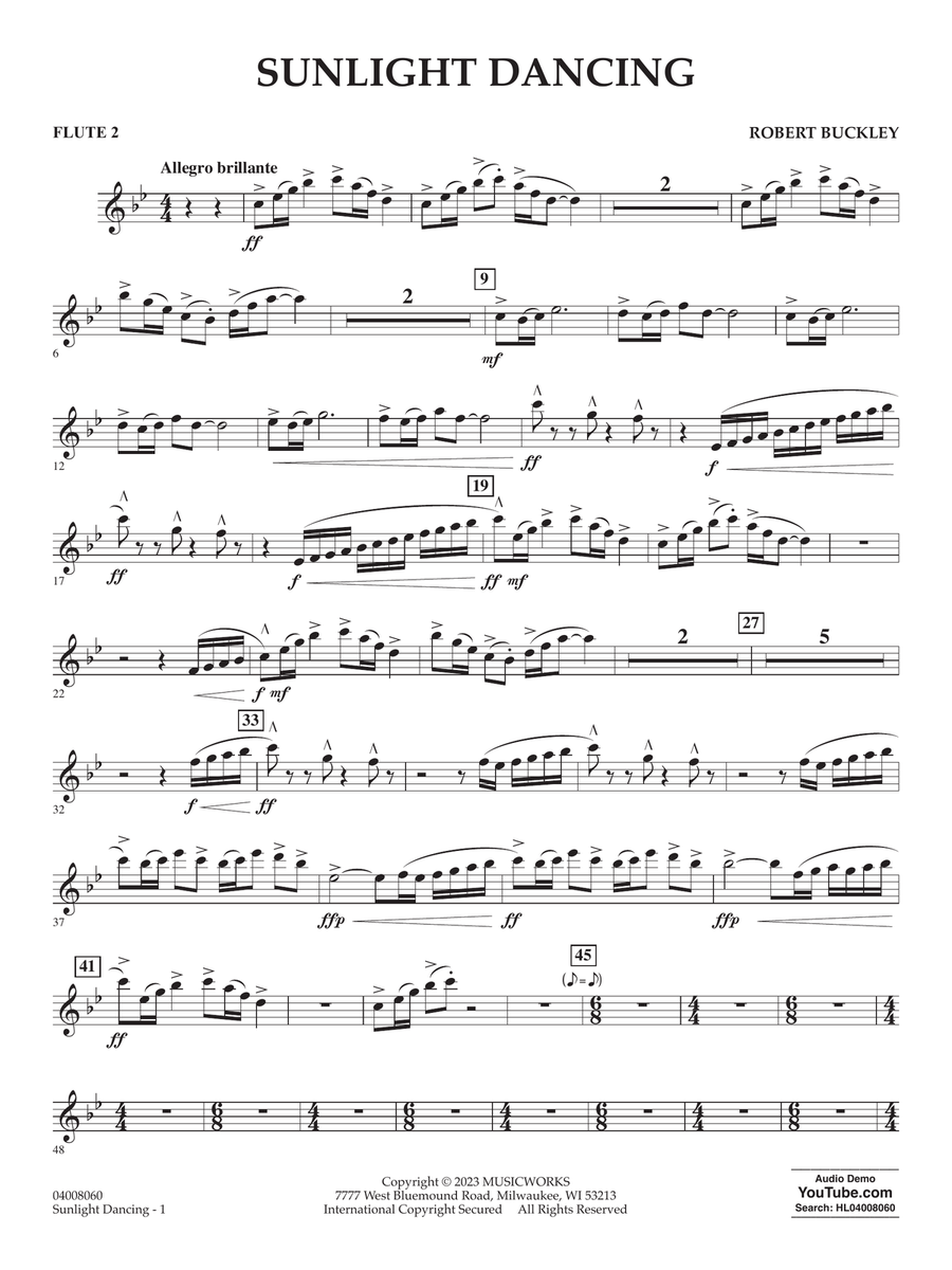 Sunlight Dancing - Flute 2 Concert Band scores gallery preview page 1
