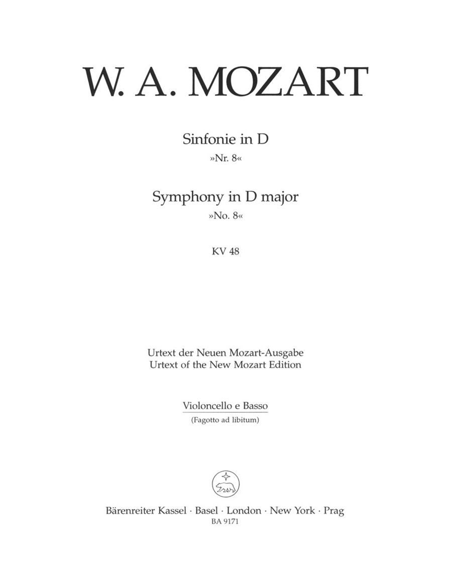 Symphony, No. 8 D major, KV 48 Double Bass scores gallery preview page 1