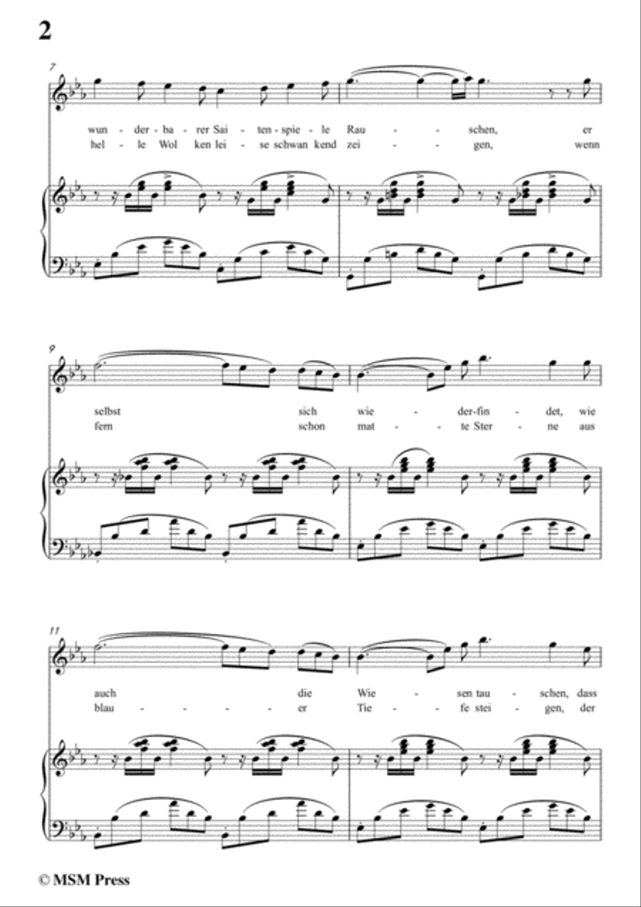 Schubert-Der Fluss,in E flat Major,for Voice&Piano Voice scores gallery preview page 4