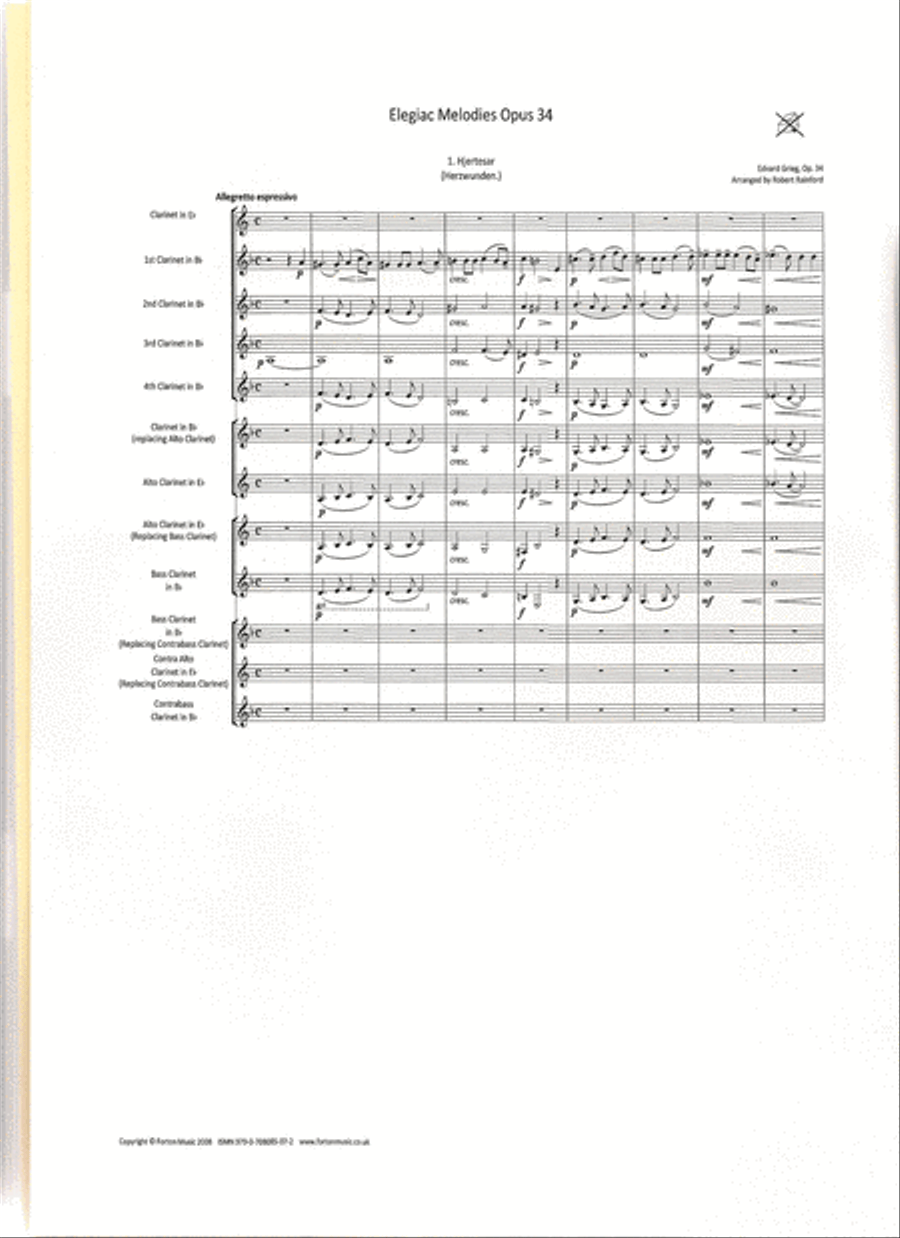 Elegiac Melodies Op 34 Clarinet Quartet scores gallery preview page 2