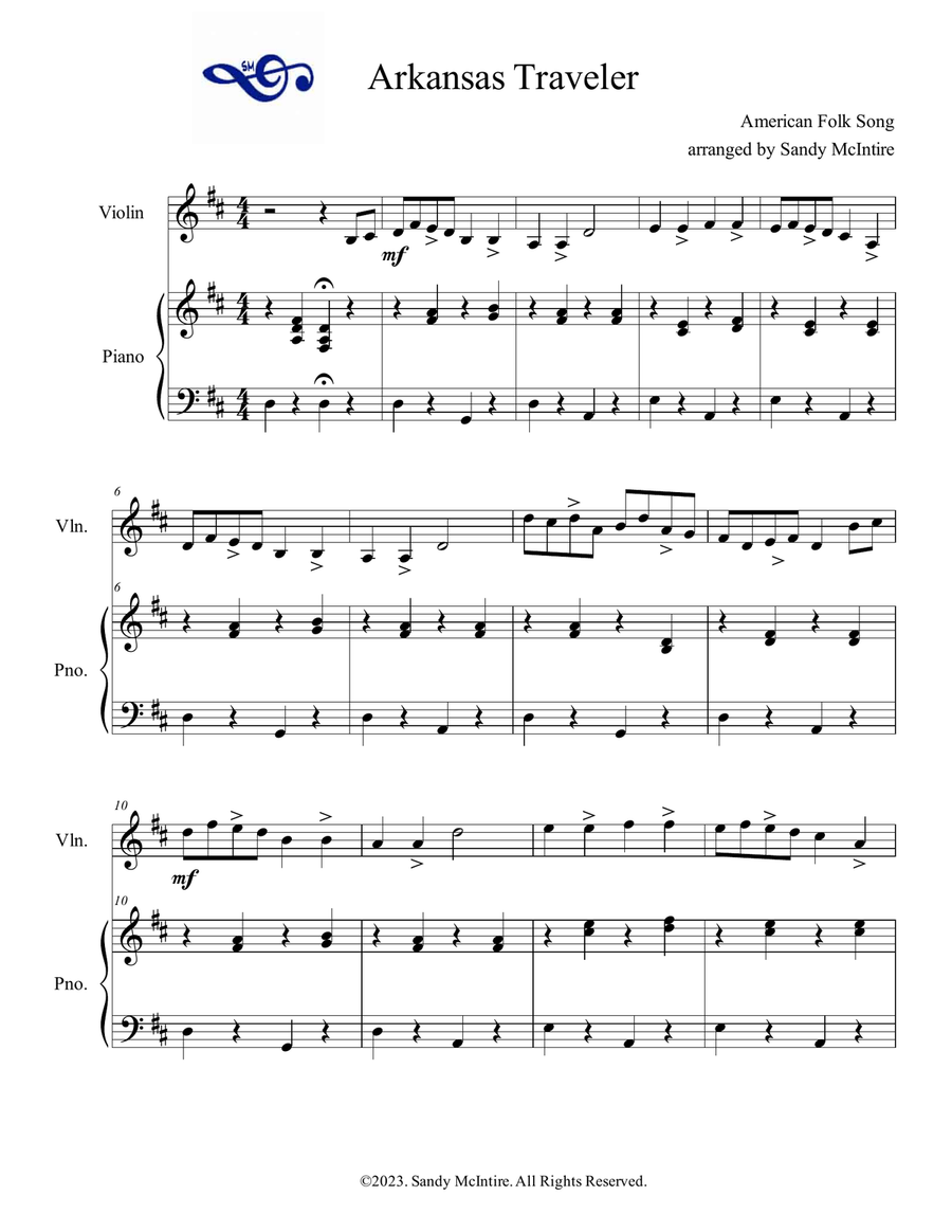 Arkansas Traveler Arkansas Traveler Violin Solo scores gallery preview page 1