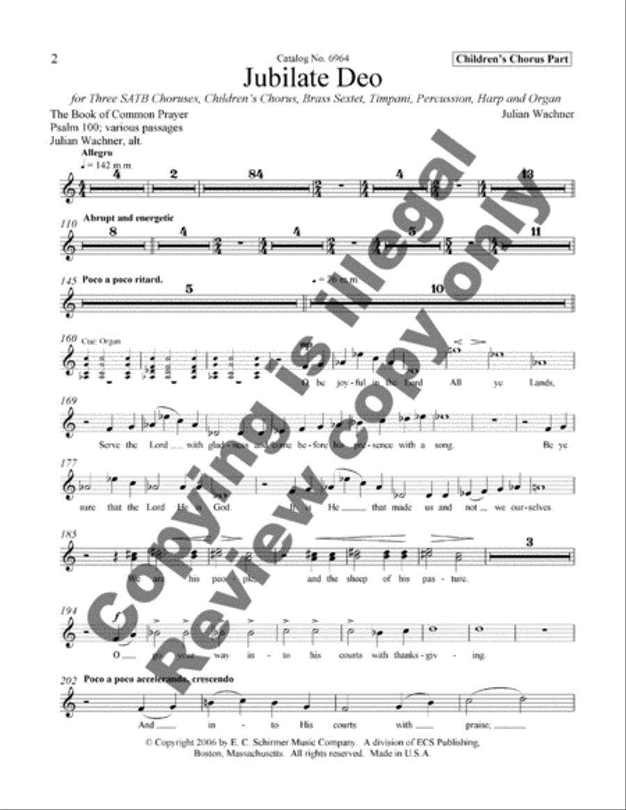 Jubilate Deo (Children's Chorus Part) Children's Choir scores gallery preview page 3