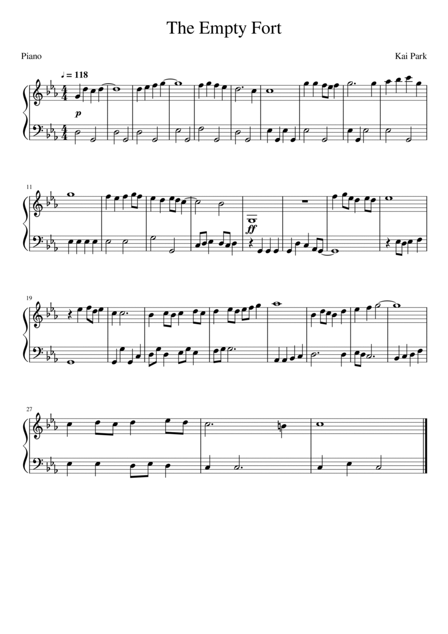 The Empty Fort Piano Solo scores gallery preview page 1