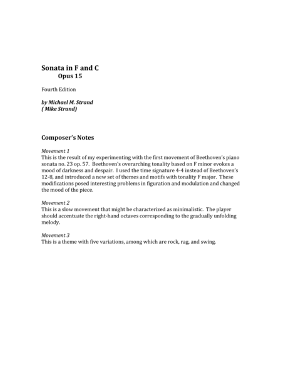 Sonata in F and C, for Solo Piano Piano Solo scores gallery preview page 3