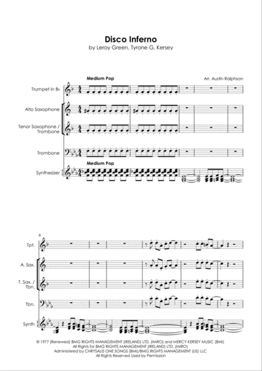 Disco Inferno Tenor Saxophone scores gallery preview page 3