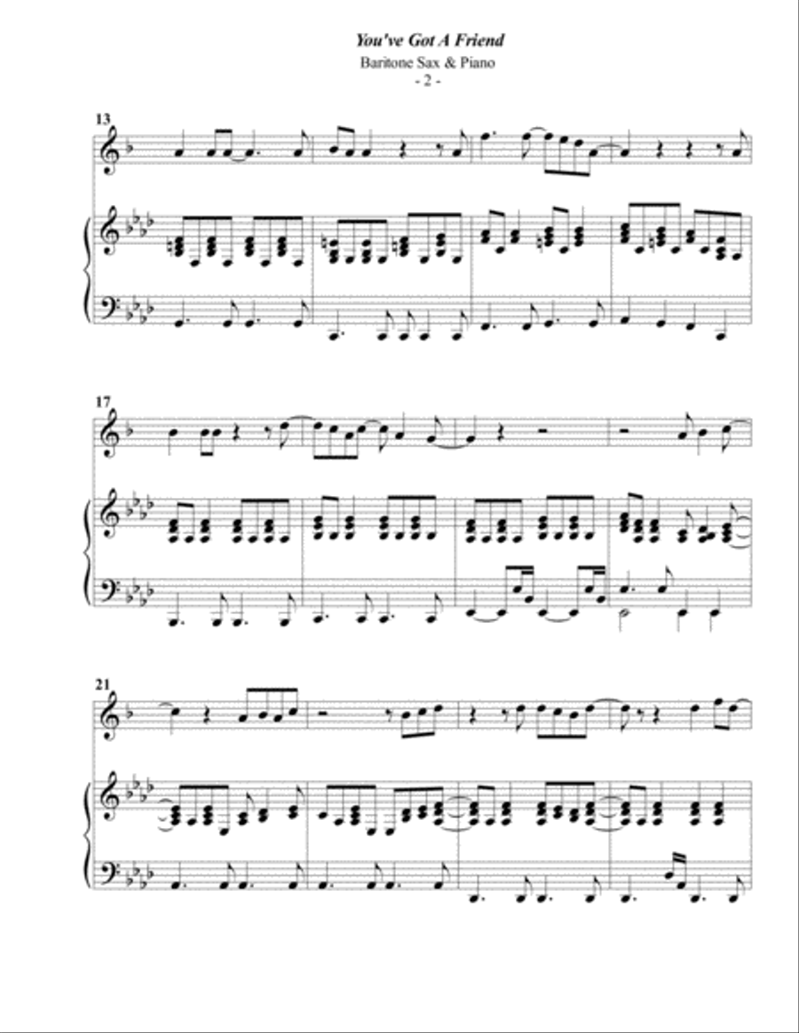 You've Got A Friend You've Got A Friend Baritone Saxophone scores gallery preview page 2