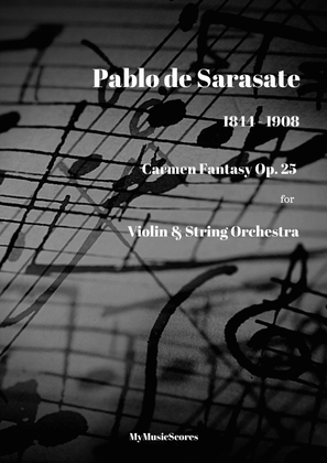 Book cover for Sarasate Carmen Concert Fantasy Op. 25 for Violin and String Orchestra