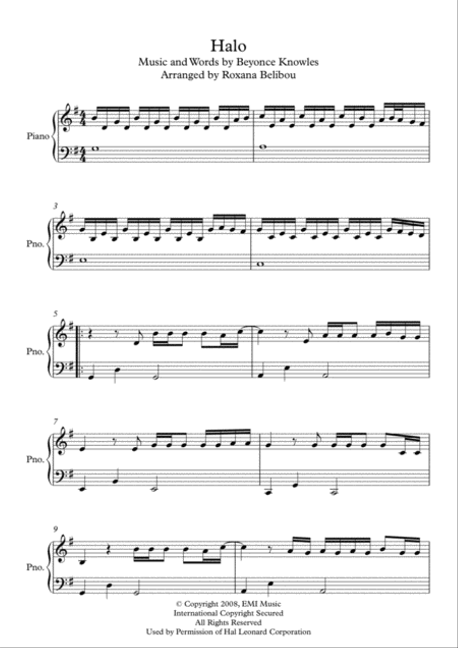 Halo Halo Easy Piano scores gallery preview page 1