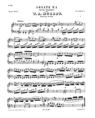 Book cover for Mozart - Piano Sonata No.4