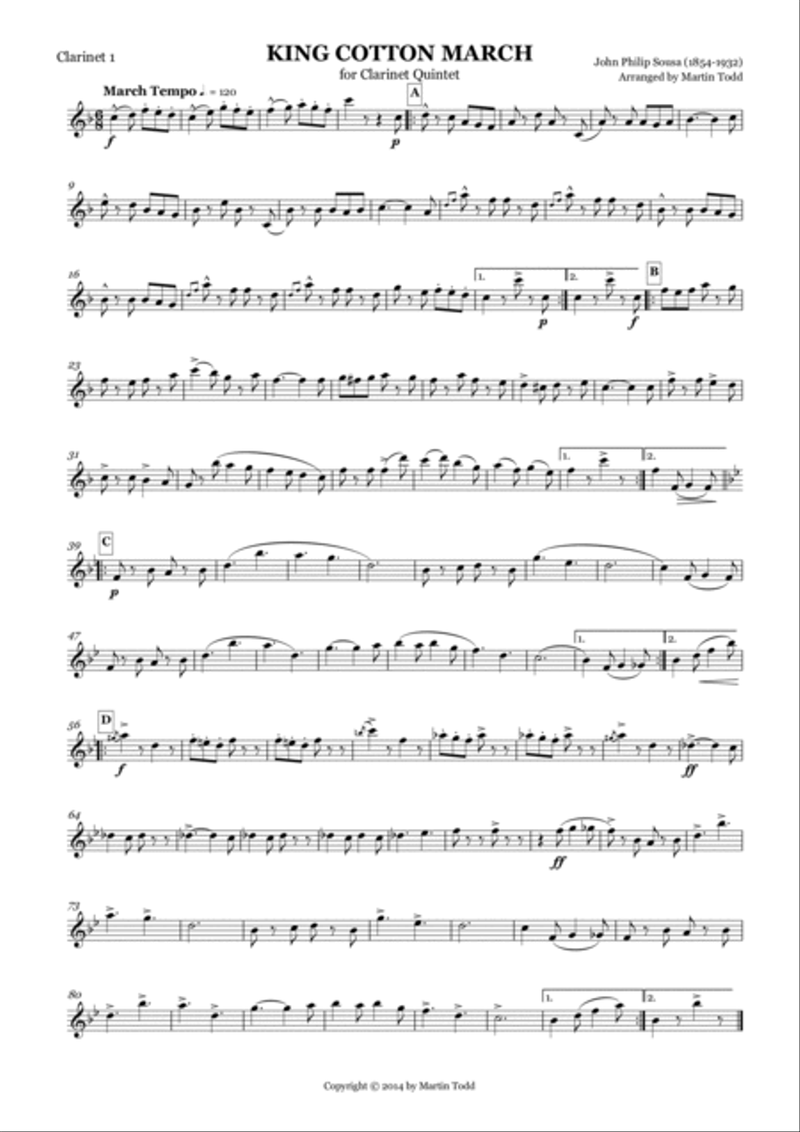 King Cotton March for Clarinet Quintet Clarinet Quintet scores gallery preview page 6