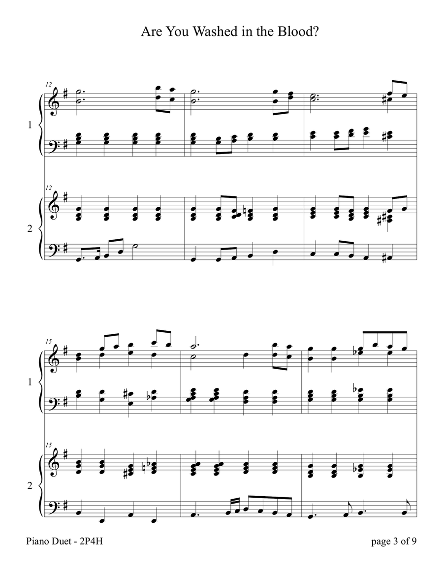 Are You Washed in the Blood? (2 Pianos, 4 Hands Duet) 2 Pianos, 4-Hands scores gallery preview page 5