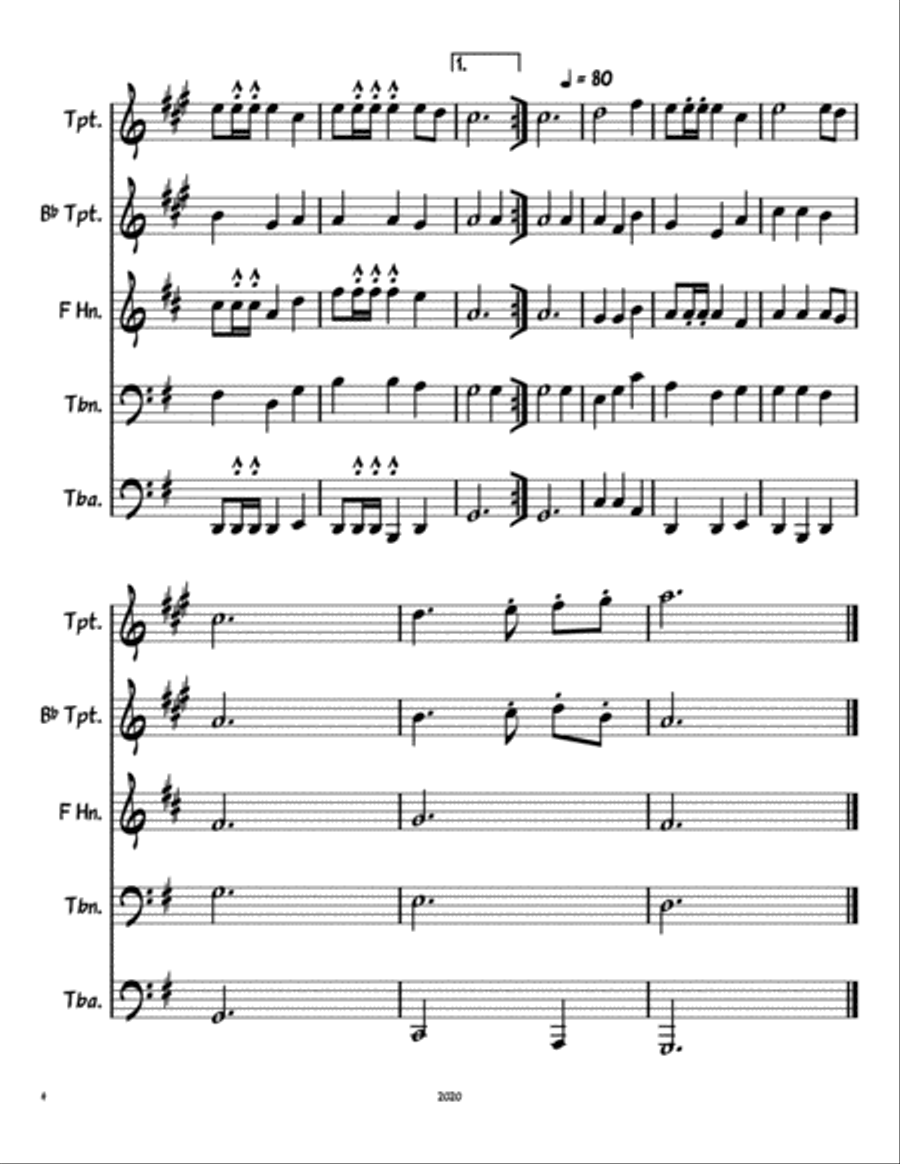 Immortal, Invisible, God Only Wise Brass Ensemble scores gallery preview page 4