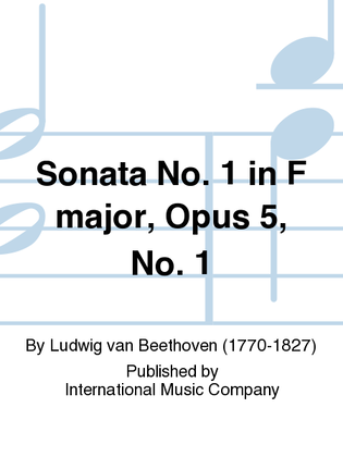 Book cover for Sonata No. 1 In F Major, Opus 5, No. 1