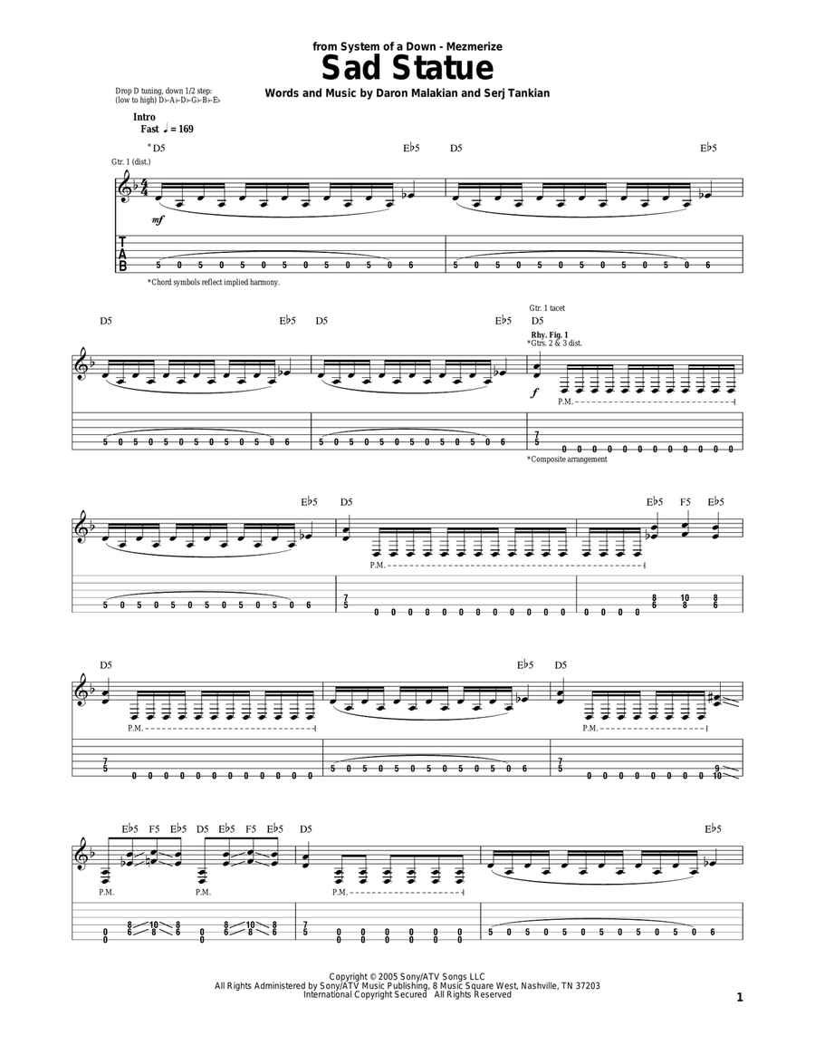 Sad Statue Electric Guitar scores gallery preview page 1