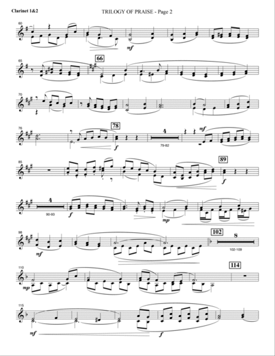 Trilogy Of Praise - Bb Clarinet 1,2 Choir scores gallery preview page 2