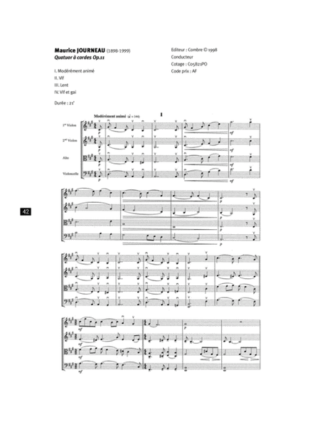 Quatuor a cordes Op. 11
