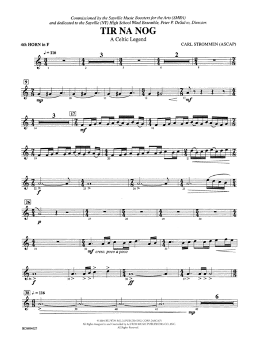 Tir Na Nog (A Celtic Legend): 4th F Horn Concert Band scores gallery preview page 1