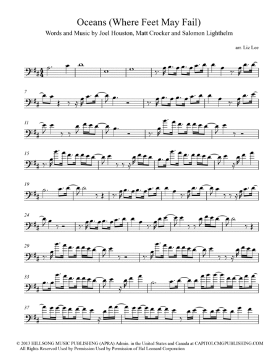Oceans (Where Feet May Fail) Cello Solo scores gallery preview page 2