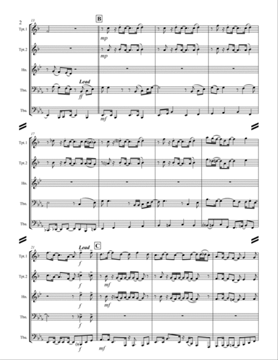 Every Time I Feel the Spirit (for Brass Quintet) Brass Quintet scores gallery preview page 3