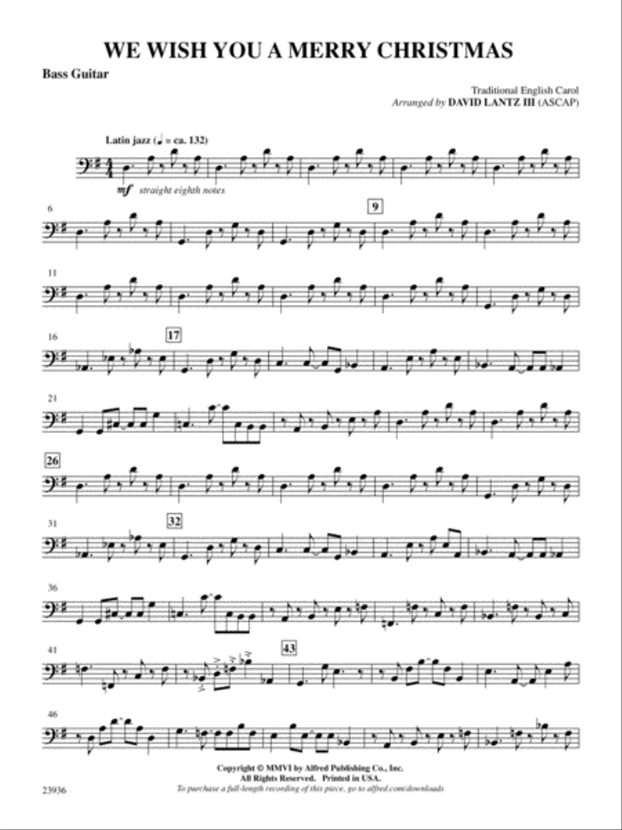 We Wish You A Merry Christmas: String Bass Double Bass scores gallery preview page 1
