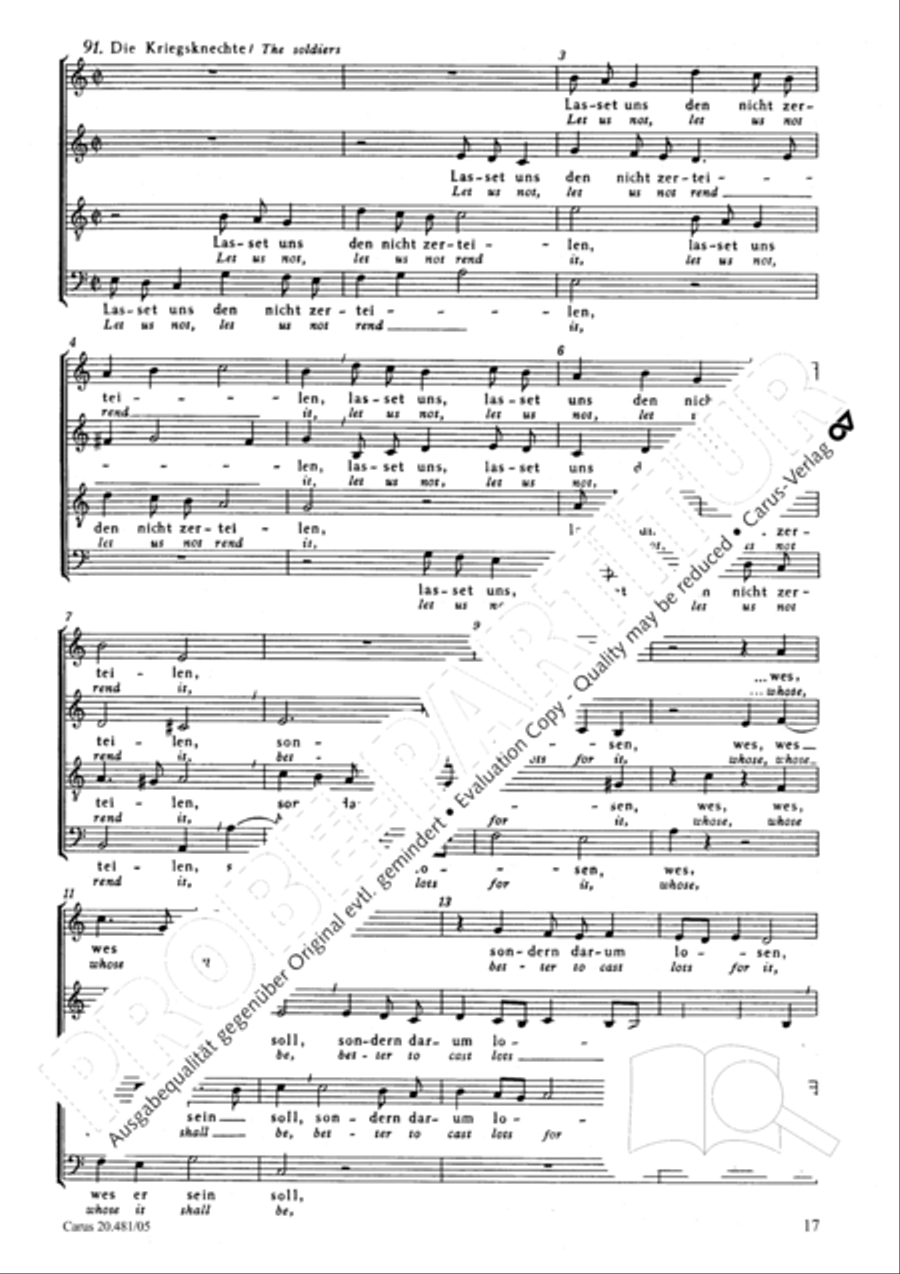 St. John Passion / The Passion of our Lord and Saviour Jesus Christ 4-Part scores gallery preview page 18