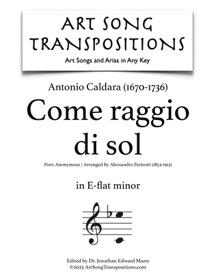 Book cover for CALDARA: Come raggio di sol (transposed to E-flat minor)